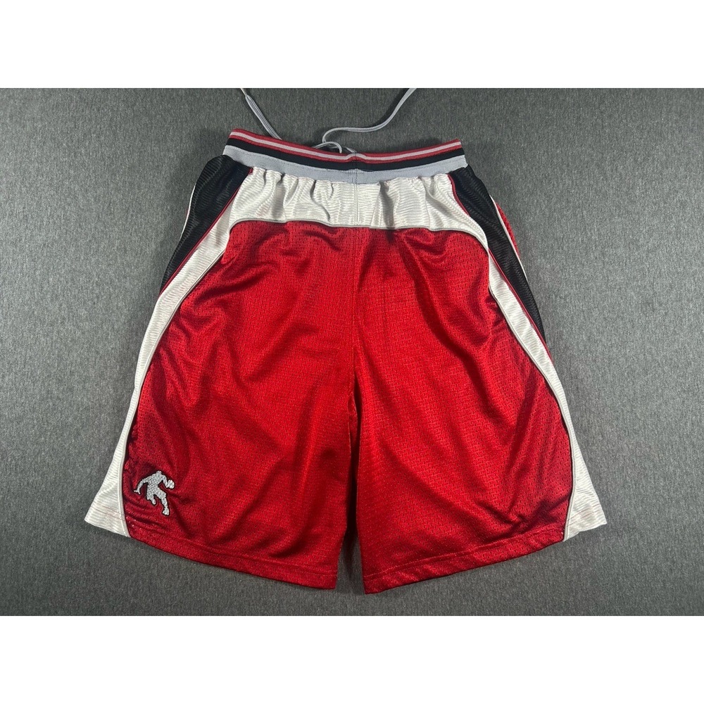 Y2K AND1 Basketball Shorts Red Grey Silk Athletic Mens Vintage Style Small